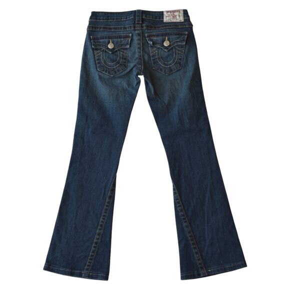 Y2K True Religion Joey Low Rise Bootcut Jeans Size 26 Dark StoneWashed - Picture 1 of 6